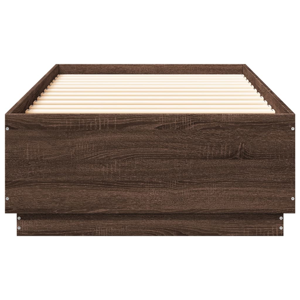 Bedframe met LED-verlichting bruin eikenkleur 100x200 cm is nu te koop bij PeponiXL, paradijselijk wonen!