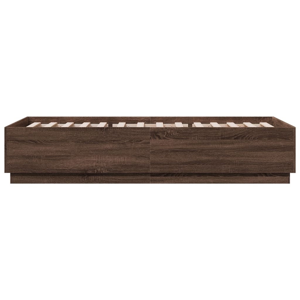 Bedframe met LED-verlichting bruin eikenkleur 100x200 cm is nu te koop bij PeponiXL, paradijselijk wonen!