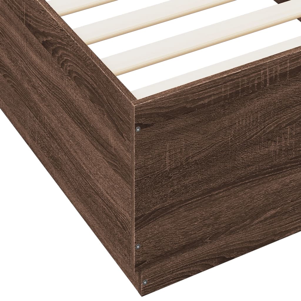 Bedframe met LED-verlichting bruin eikenkleur 100x200 cm is nu te koop bij PeponiXL, paradijselijk wonen!