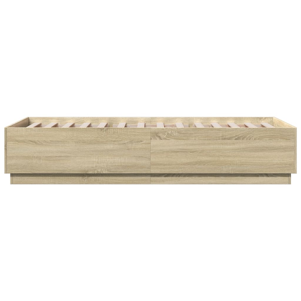 Bedframe met LED-verlichting sonoma eikenkleurig 90x200 cm is nu te koop bij PeponiXL, paradijselijk wonen!