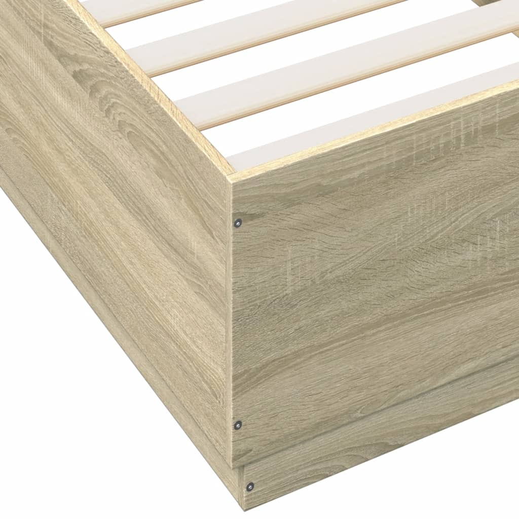 Bedframe met LED-verlichting sonoma eikenkleurig 90x200 cm is nu te koop bij PeponiXL, paradijselijk wonen!