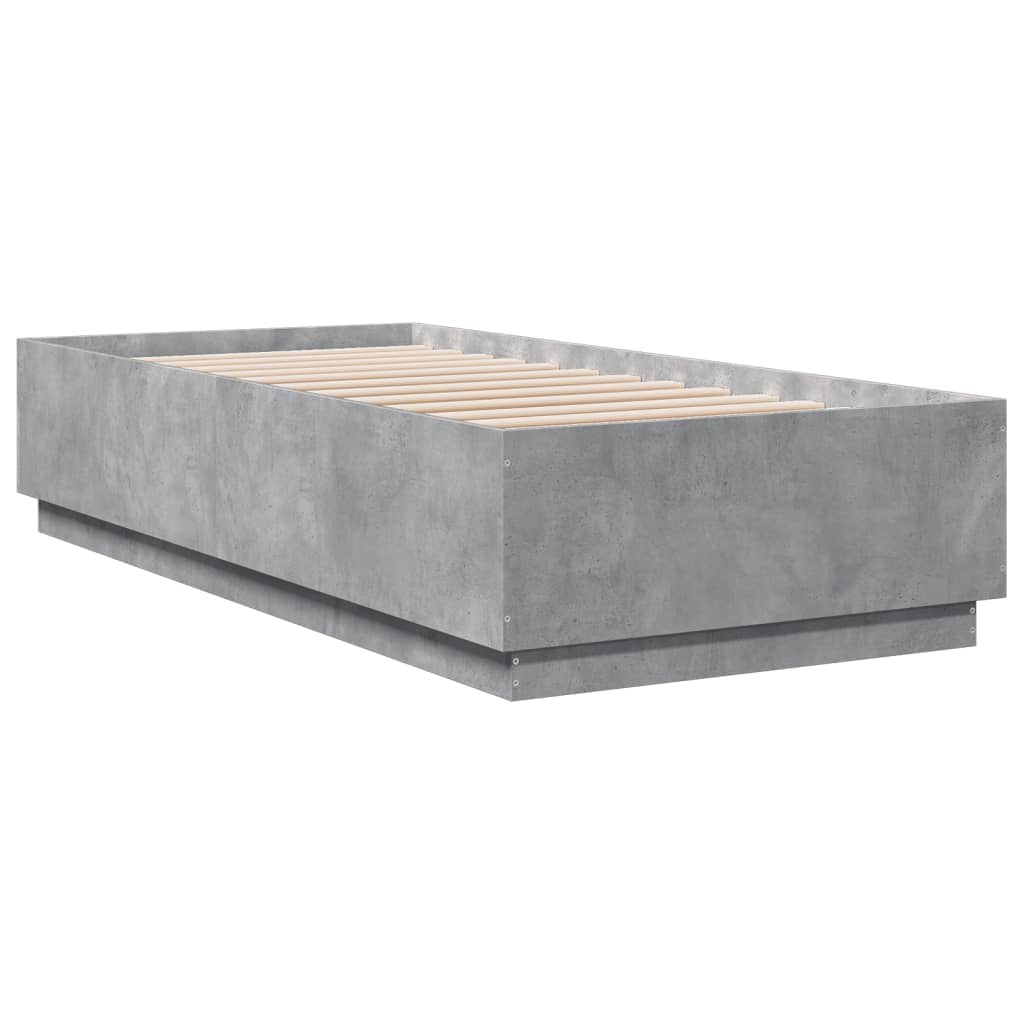 Bedframe met LED-verlichting bewerkt hout betongrijs 90x200 cm is nu te koop bij PeponiXL, paradijselijk wonen!