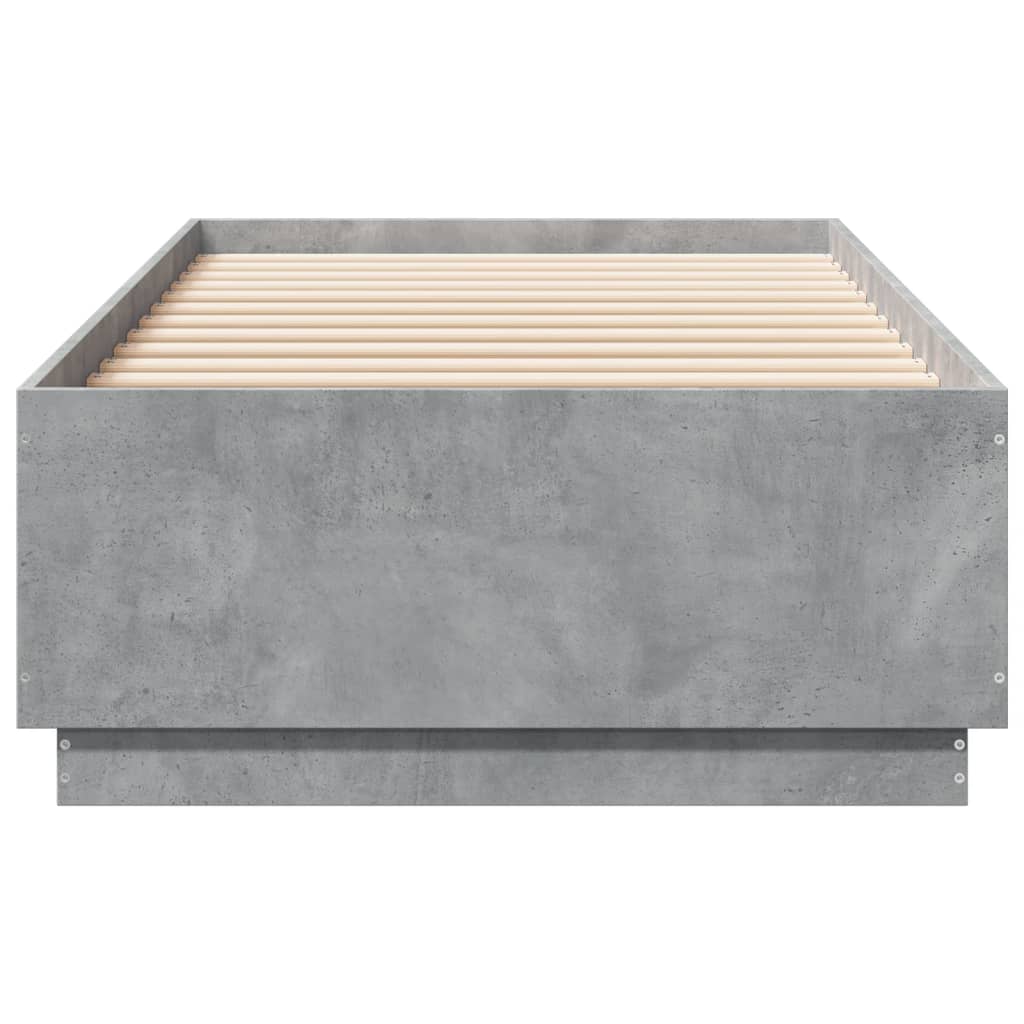 Bedframe met LED-verlichting bewerkt hout betongrijs 90x200 cm is nu te koop bij PeponiXL, paradijselijk wonen!