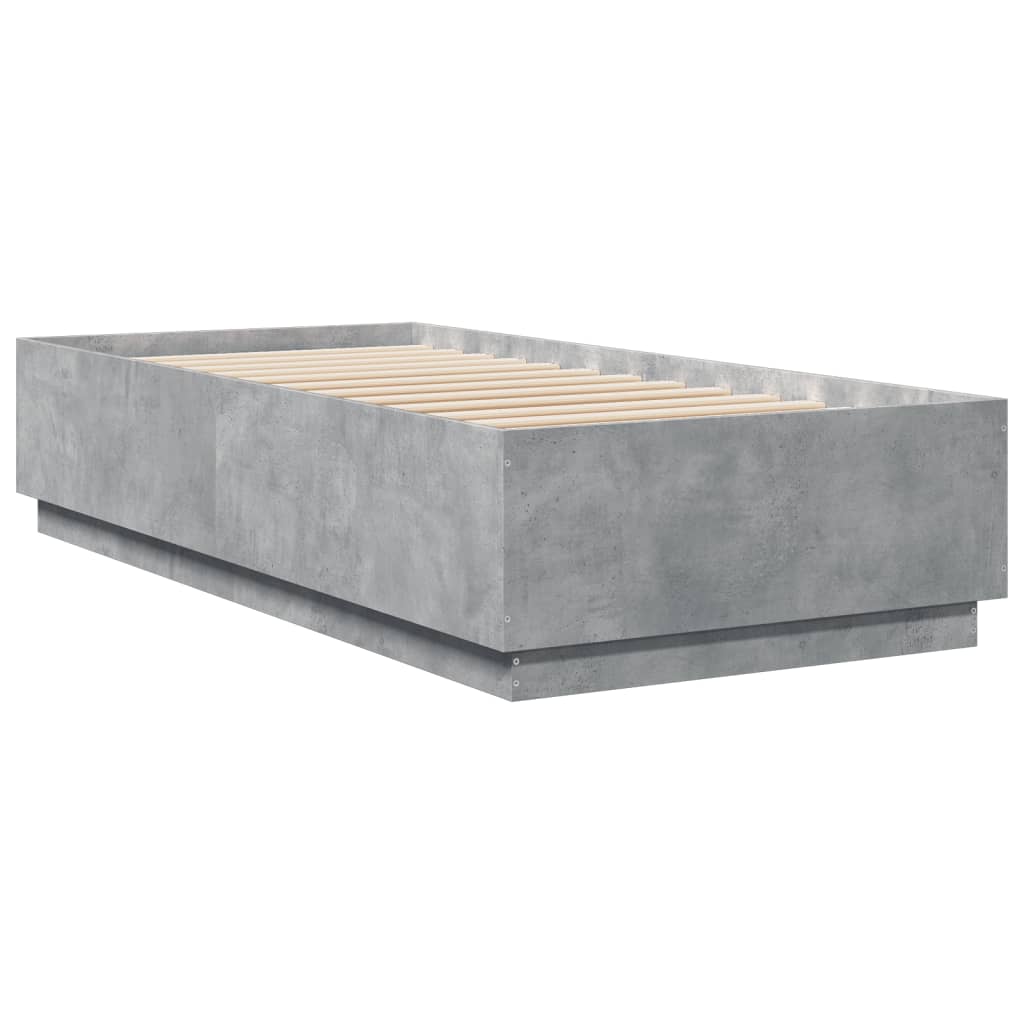 Bedframe met LED-verlichting bewerkt hout betongrijs 90x200 cm is nu te koop bij PeponiXL, paradijselijk wonen!