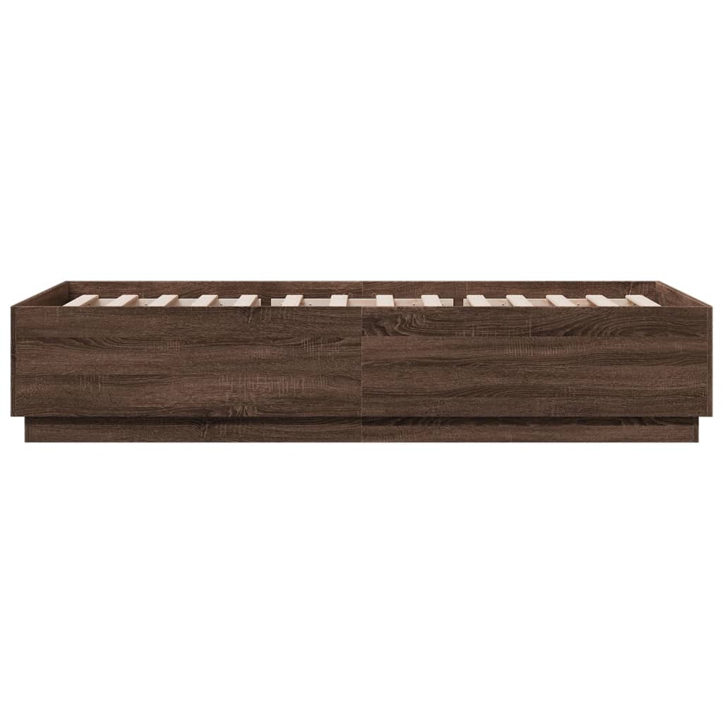 Bedframe met LED-verlichting bruin eikenkleur 90x200 cm is nu te koop bij PeponiXL, paradijselijk wonen!