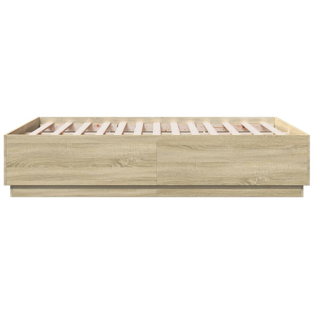 Bedframe met LED-verlichting sonoma eikenkleurig 140x200 cm is nu te koop bij PeponiXL, paradijselijk wonen!