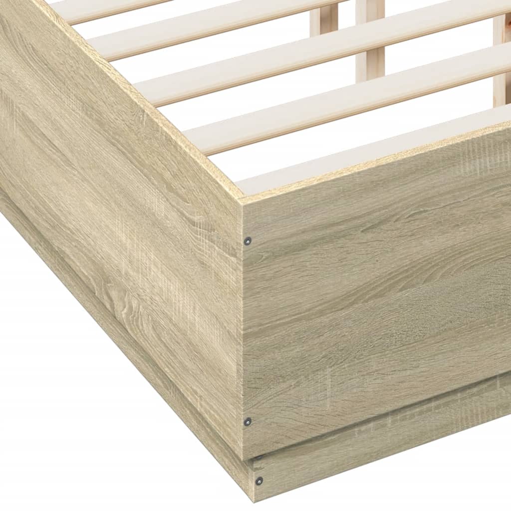 Bedframe met LED-verlichting sonoma eikenkleurig 140x200 cm is nu te koop bij PeponiXL, paradijselijk wonen!