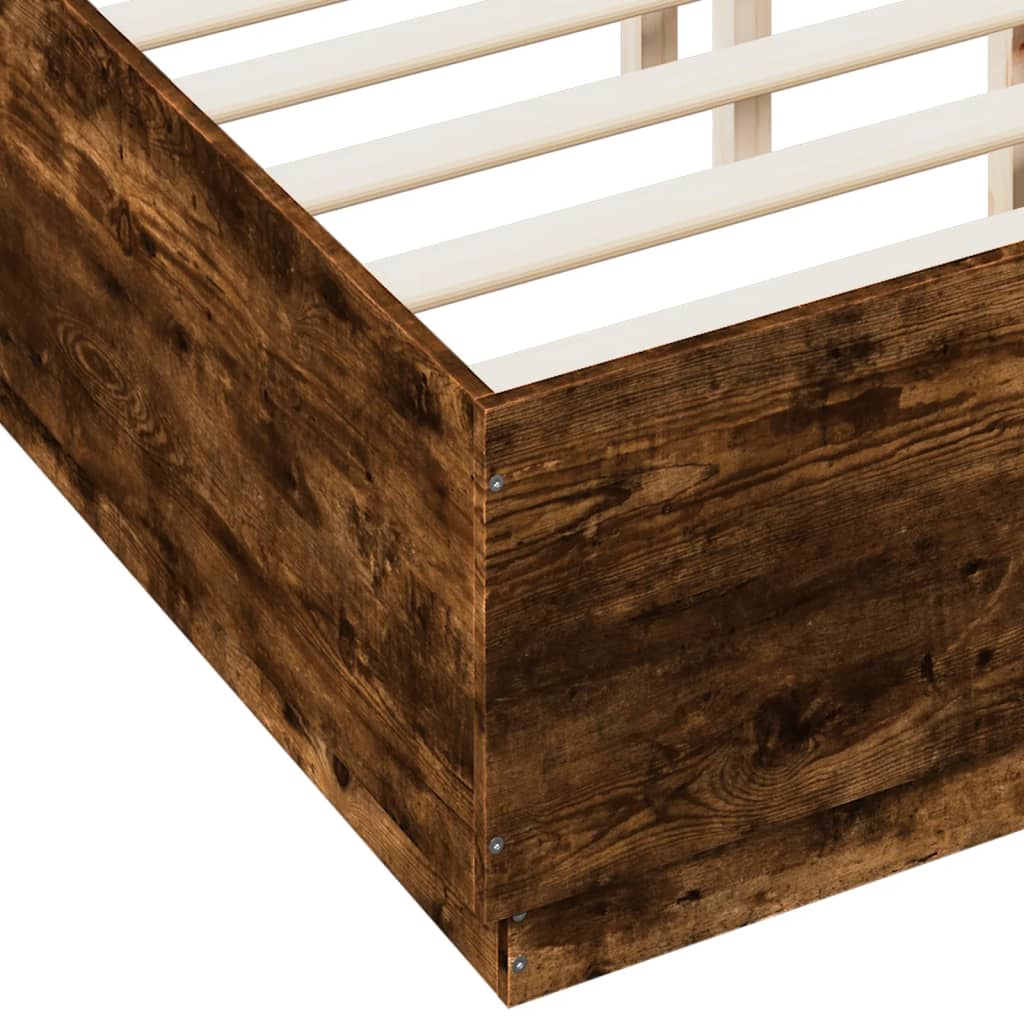 Bedframe met LED-verlichting gerookt eikenkleurig 140x190 cm is nu te koop bij PeponiXL, paradijselijk wonen!