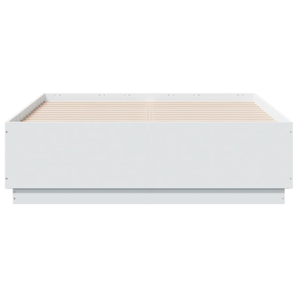 Bedframe met LED-verlichting bewerkt hout wit 135x190 cm is nu te koop bij PeponiXL, paradijselijk wonen!
