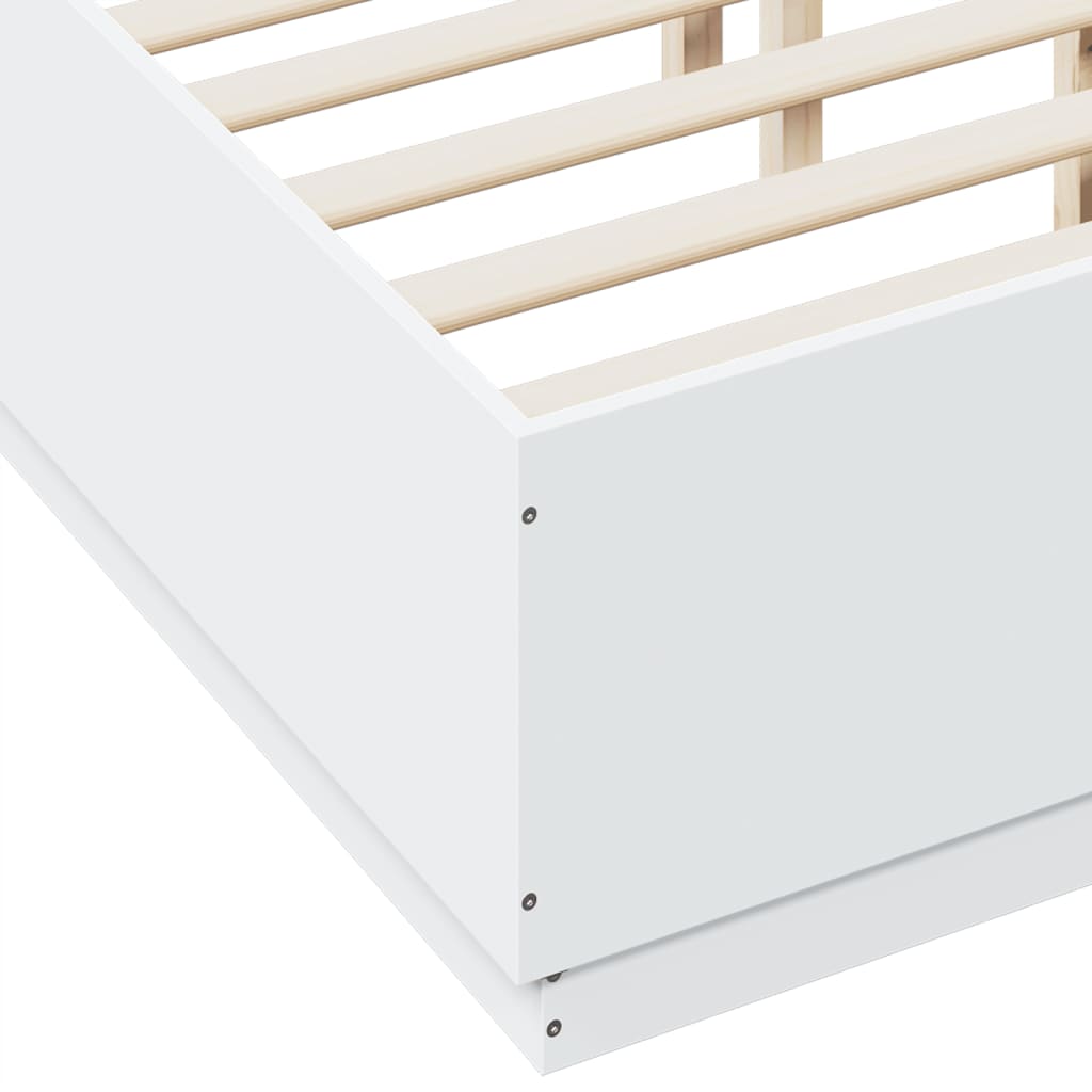 Bedframe met LED-verlichting bewerkt hout wit 135x190 cm is nu te koop bij PeponiXL, paradijselijk wonen!