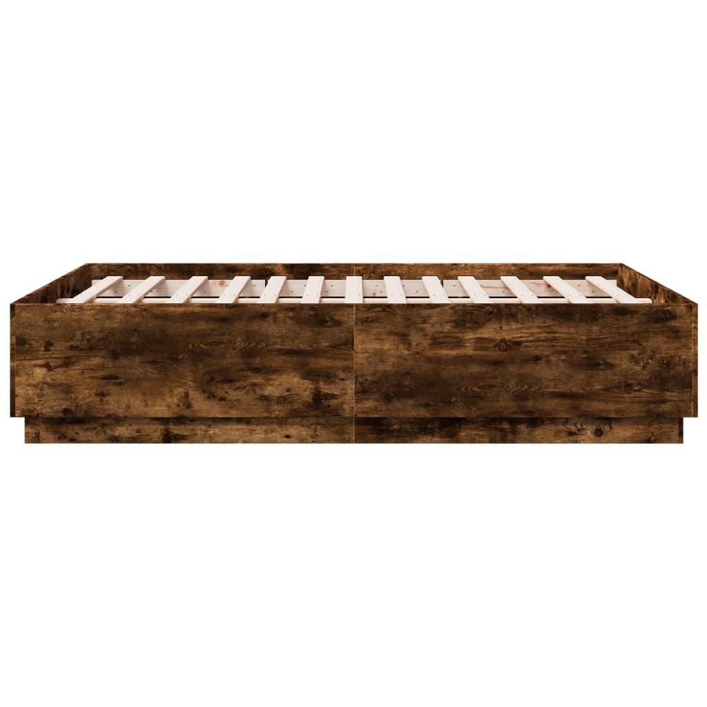 Bedframe met LED-verlichting sonoma eikenkleurig 135x190 cm is nu te koop bij PeponiXL, paradijselijk wonen!