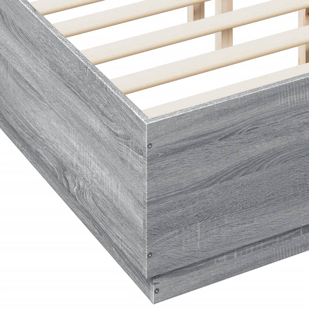 Bedframe met LED-verlichting grijs sonoma eiken 135x190 cm is nu te koop bij PeponiXL, paradijselijk wonen!