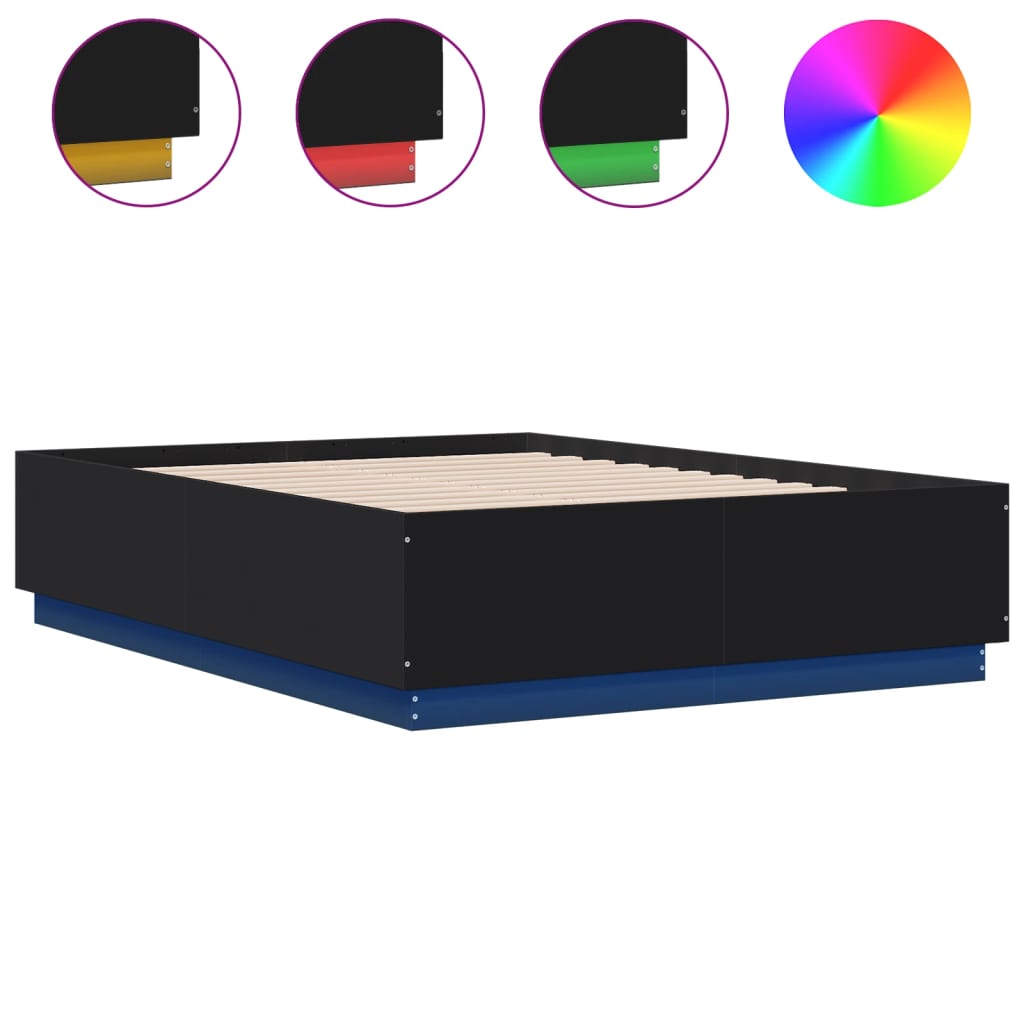 Bedframe met LED-verlichting bruin eikenkleurig 120x190 cm is nu te koop bij PeponiXL, paradijselijk wonen!