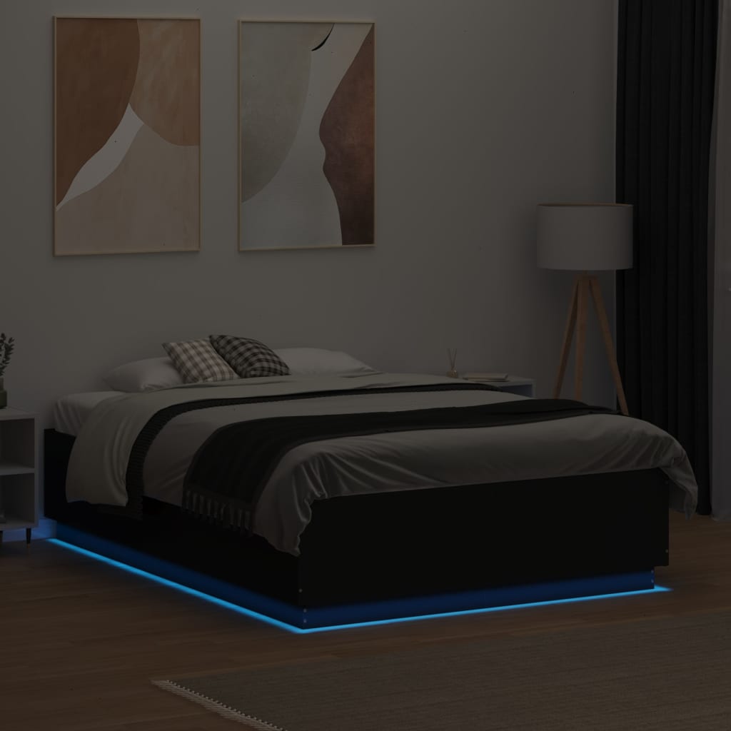 Bedframe met LED-verlichting bruin eikenkleurig 120x190 cm is nu te koop bij PeponiXL, paradijselijk wonen!