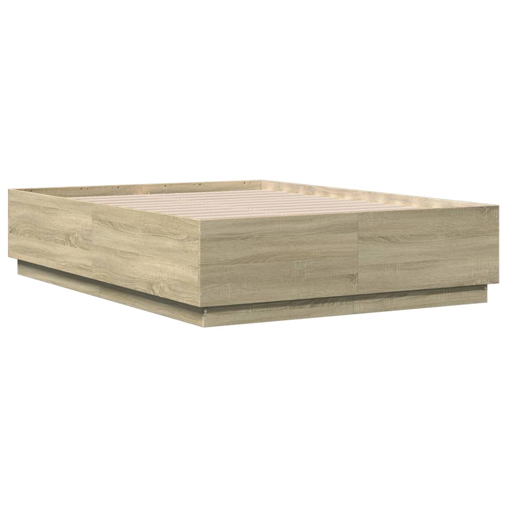 Bedframe met LED-verlichting sonoma eikenkleurig 120x190 cm is nu te koop bij PeponiXL, paradijselijk wonen!