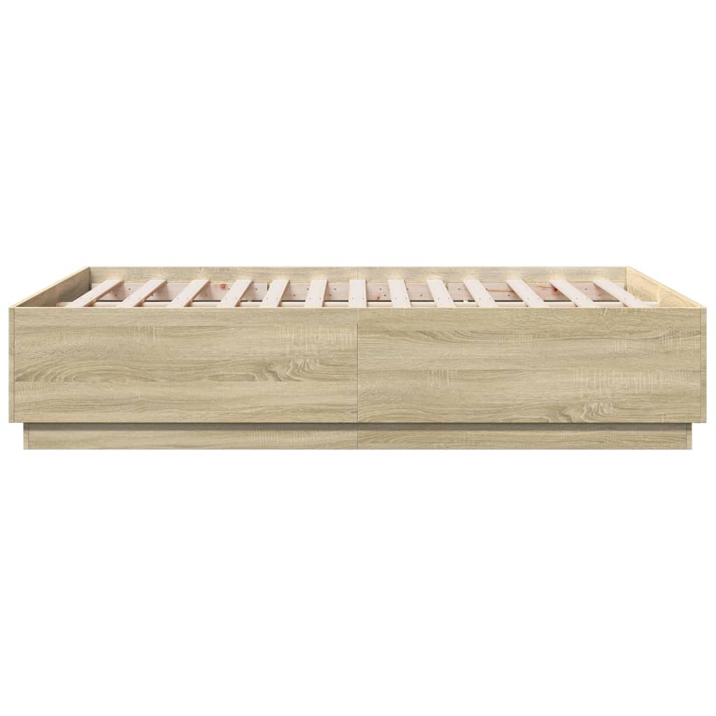 Bedframe met LED-verlichting sonoma eikenkleurig 120x190 cm is nu te koop bij PeponiXL, paradijselijk wonen!