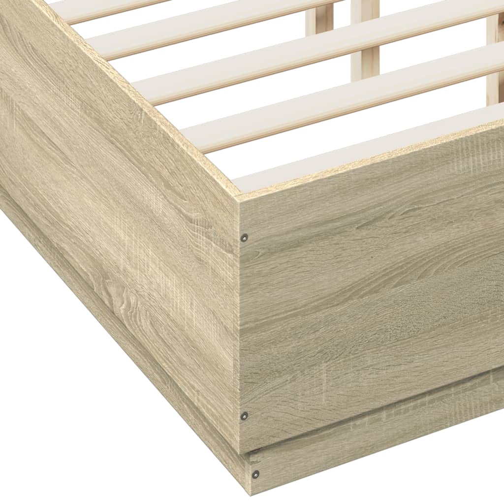Bedframe met LED-verlichting sonoma eikenkleurig 120x190 cm is nu te koop bij PeponiXL, paradijselijk wonen!