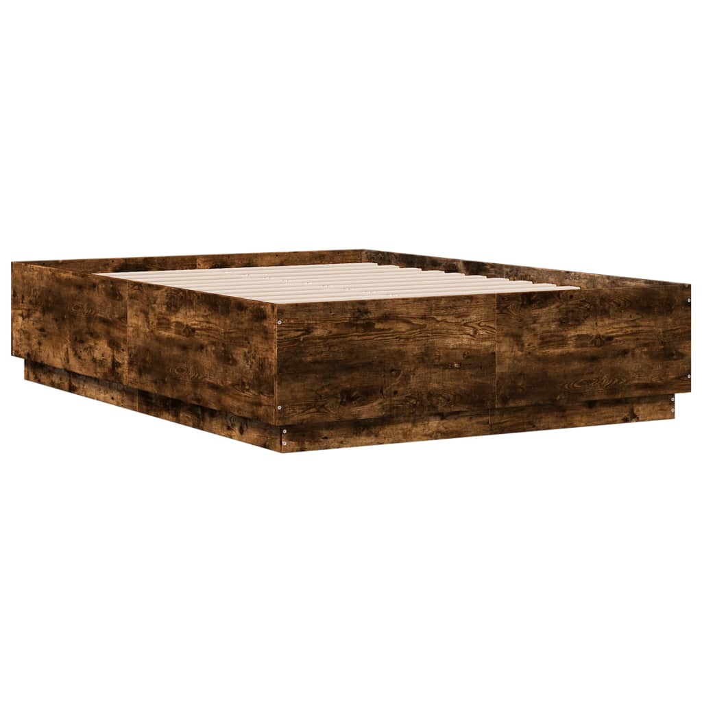 Bedframe met LED-verlichting gerookt eikenkleurig 120x190 cm is nu te koop bij PeponiXL, paradijselijk wonen!