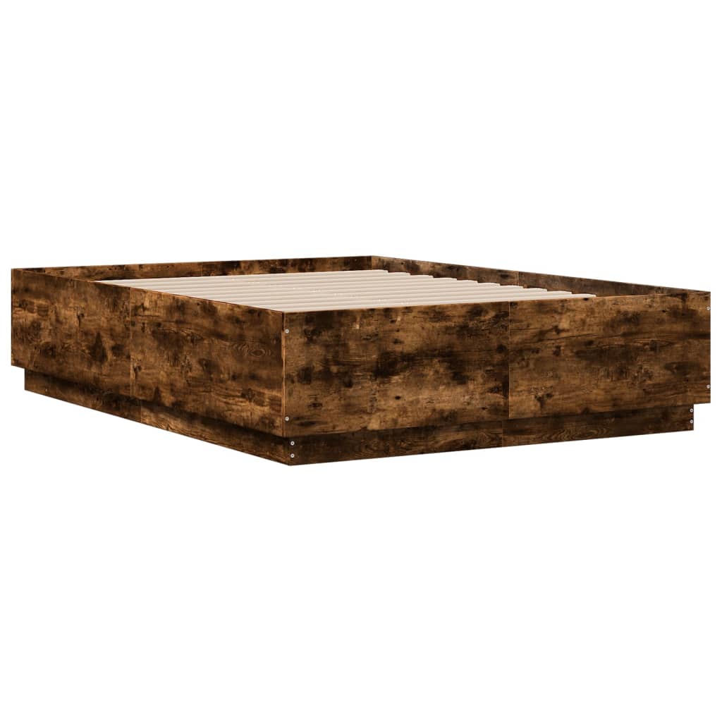 Bedframe met LED-verlichting gerookt eikenkleurig 120x190 cm is nu te koop bij PeponiXL, paradijselijk wonen!