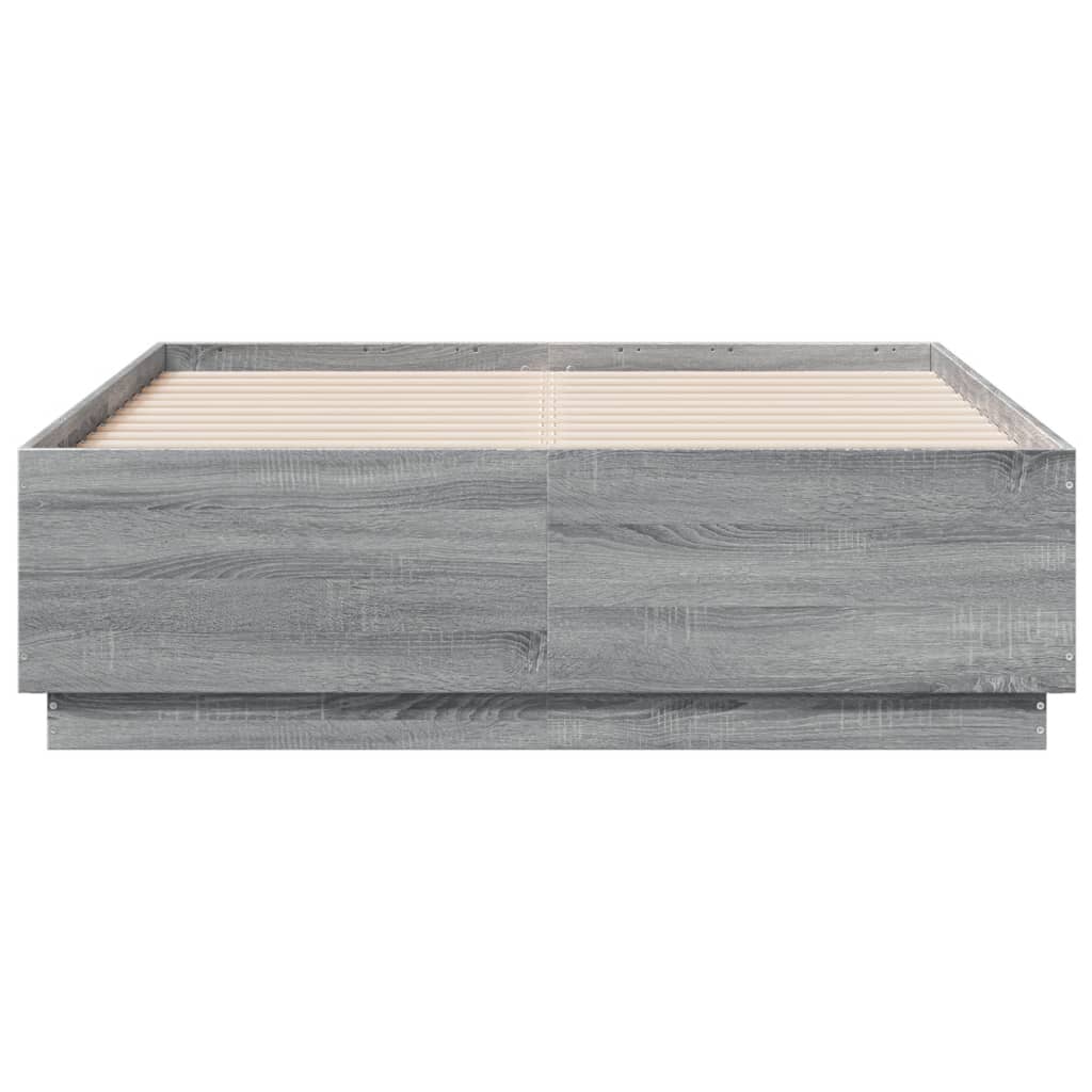 Bedframe met LED-verlichting grijs sonoma eiken 120x190 cm is nu te koop bij PeponiXL, paradijselijk wonen!