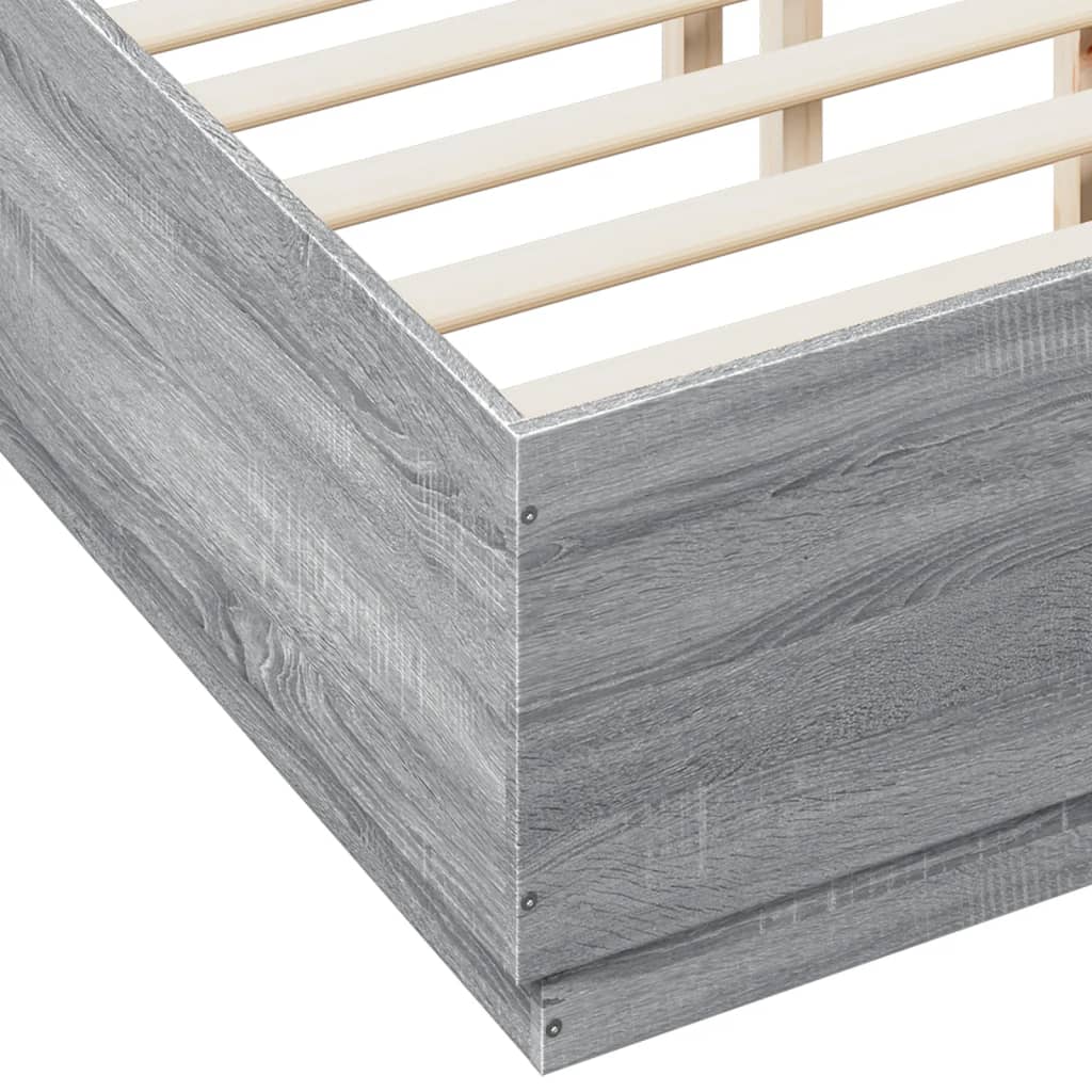 Bedframe met LED-verlichting grijs sonoma eiken 120x190 cm is nu te koop bij PeponiXL, paradijselijk wonen!