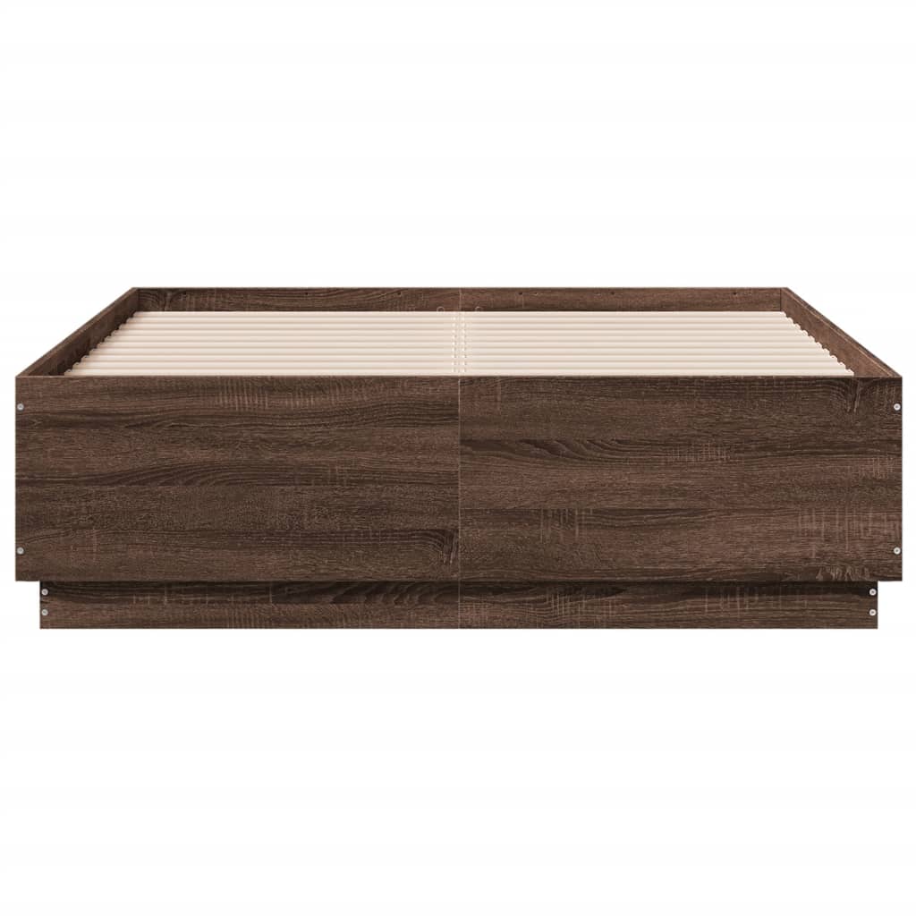 Bedframe met LED-verlichting bruin eikenkleurig 120x190 cm is nu te koop bij PeponiXL, paradijselijk wonen!