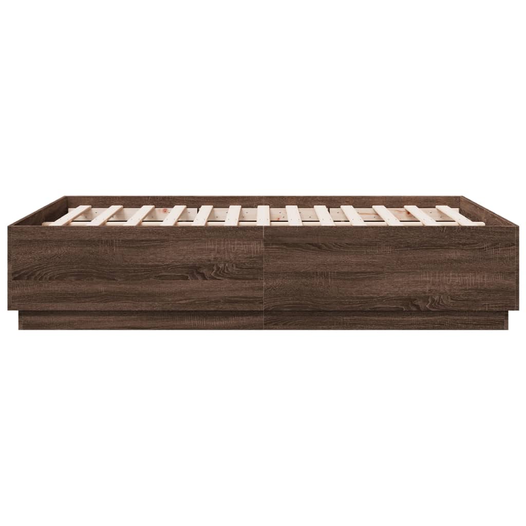 Bedframe met LED-verlichting bruin eikenkleurig 120x190 cm is nu te koop bij PeponiXL, paradijselijk wonen!