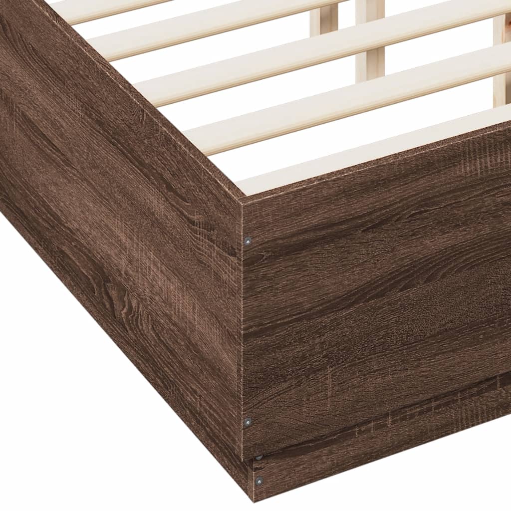 Bedframe met LED-verlichting bruin eikenkleurig 120x190 cm is nu te koop bij PeponiXL, paradijselijk wonen!