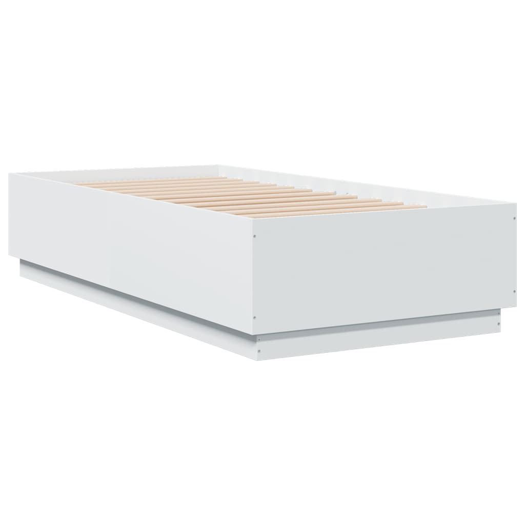 Bedframe met LED-verlichting bewerkt hout wit 90x190 cm is nu te koop bij PeponiXL, paradijselijk wonen!