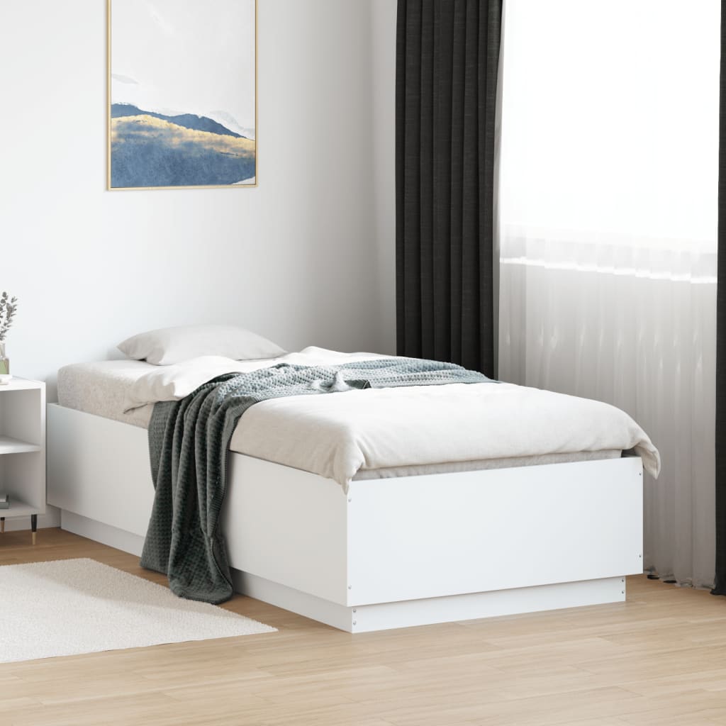 Bedframe met LED-verlichting bewerkt hout wit 90x190 cm is nu te koop bij PeponiXL, paradijselijk wonen!