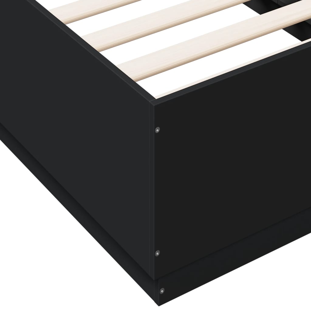 Bedframe met LED-verlichting bewerkt hout zwart 90x190 cm is nu te koop bij PeponiXL, paradijselijk wonen!