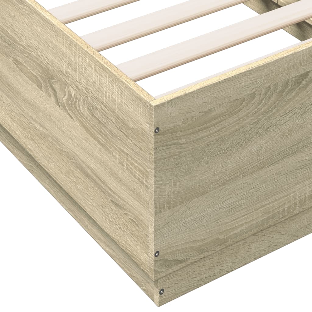 Bedframe met LED-verlichting sonoma eikenkleurig 90x190 cm is nu te koop bij PeponiXL, paradijselijk wonen!