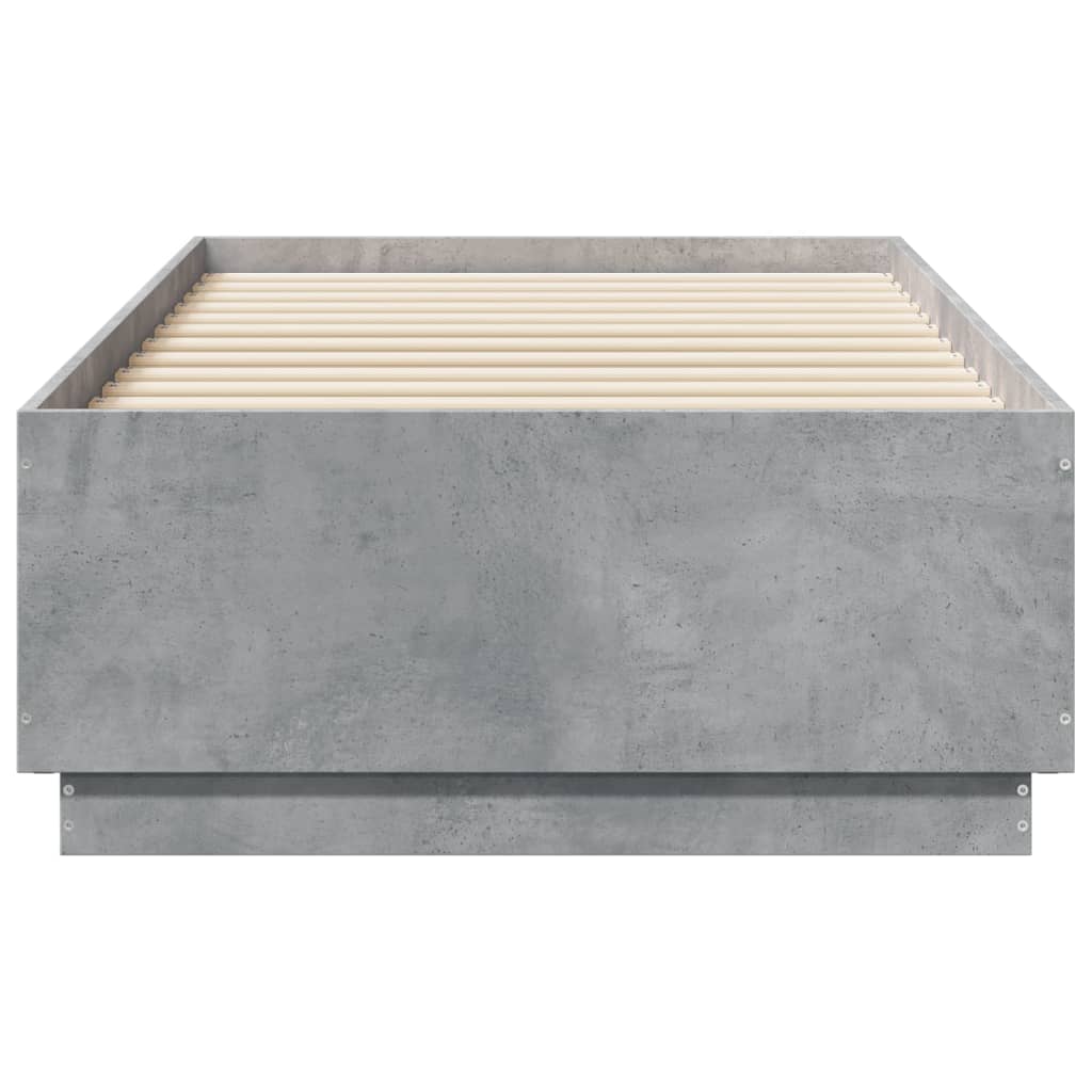 Bedframe met LED-verlichting bewerkt hout betongrijs 90x190 cm is nu te koop bij PeponiXL, paradijselijk wonen!