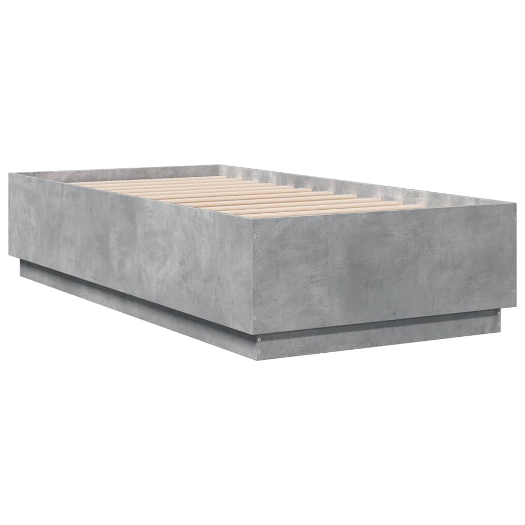 Bedframe met LED-verlichting bewerkt hout betongrijs 90x190 cm is nu te koop bij PeponiXL, paradijselijk wonen!