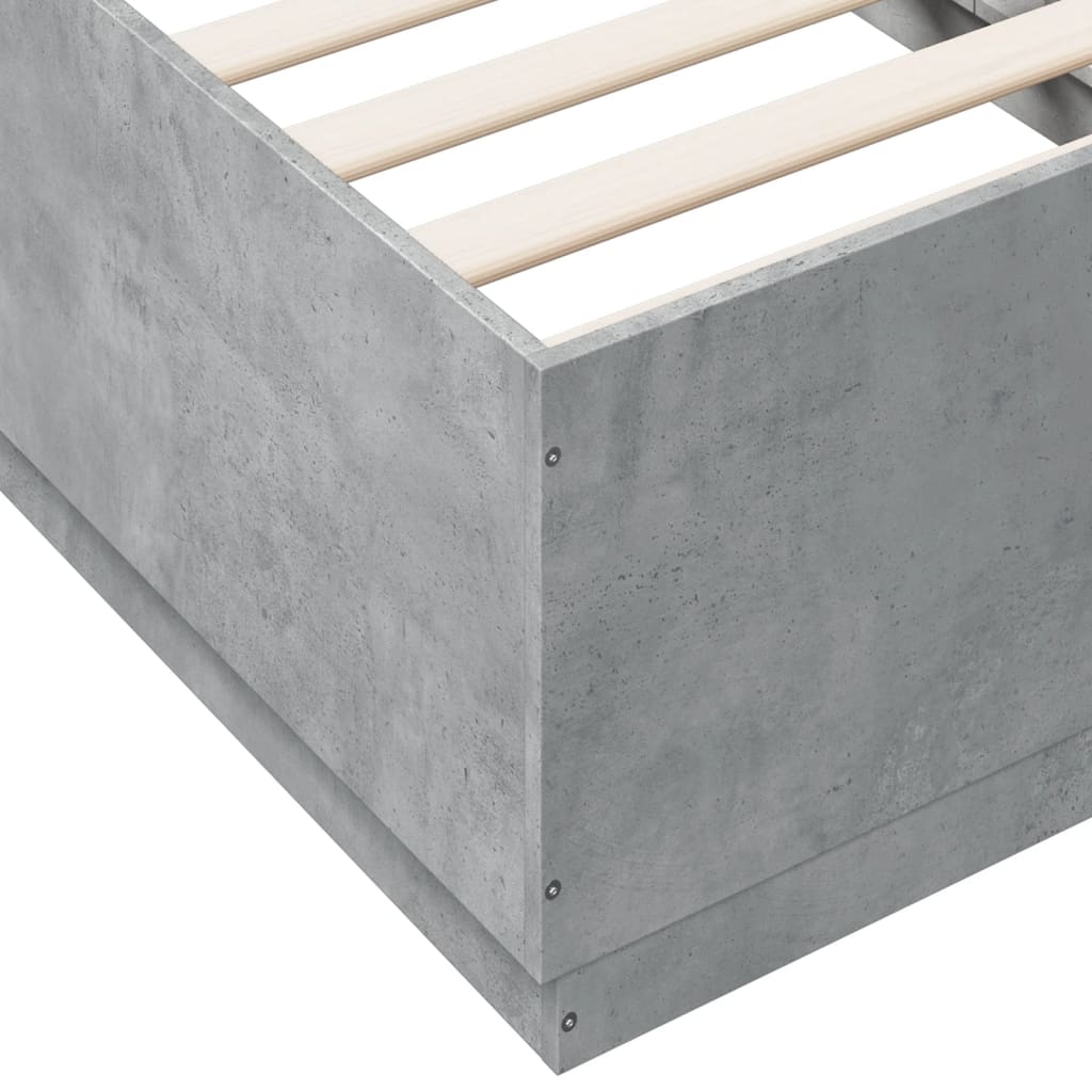 Bedframe met LED-verlichting bewerkt hout betongrijs 90x190 cm is nu te koop bij PeponiXL, paradijselijk wonen!