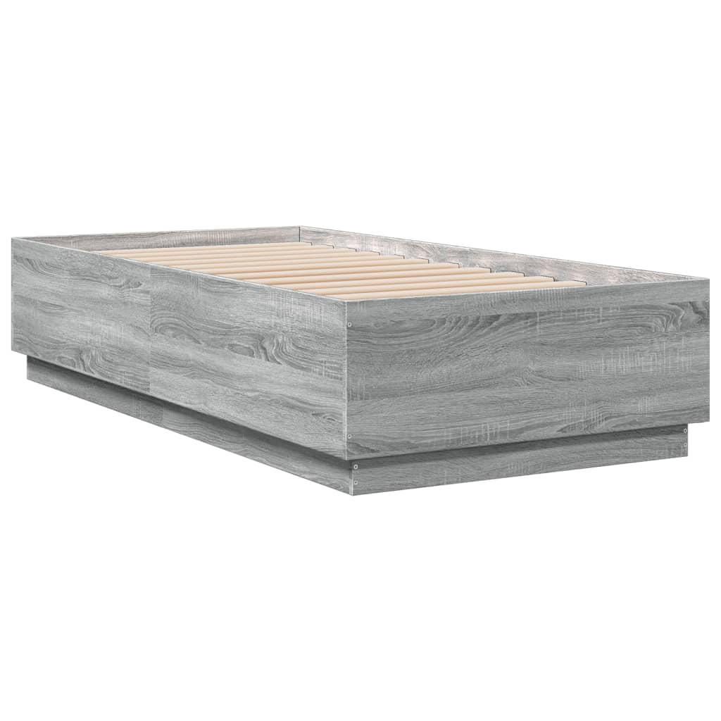 Bedframe met LED-verlichting grijs sonoma eikenkleurig 90x190cm is nu te koop bij PeponiXL, paradijselijk wonen!