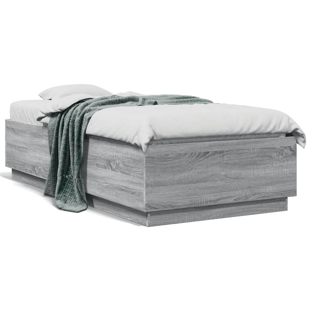 Bedframe met LED-verlichting grijs sonoma eikenkleurig 90x190cm is nu te koop bij PeponiXL, paradijselijk wonen!