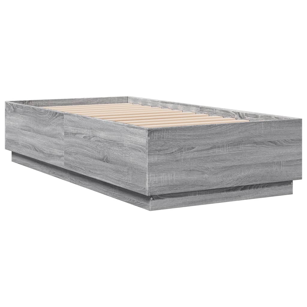 Bedframe met LED-verlichting grijs sonoma eikenkleurig 90x190cm is nu te koop bij PeponiXL, paradijselijk wonen!