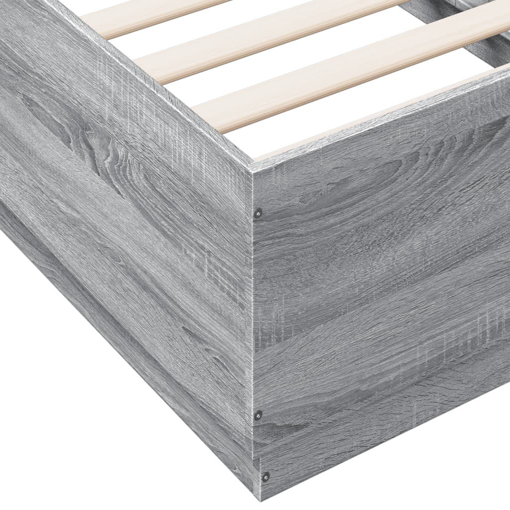 Bedframe met LED-verlichting grijs sonoma eikenkleurig 90x190cm is nu te koop bij PeponiXL, paradijselijk wonen!