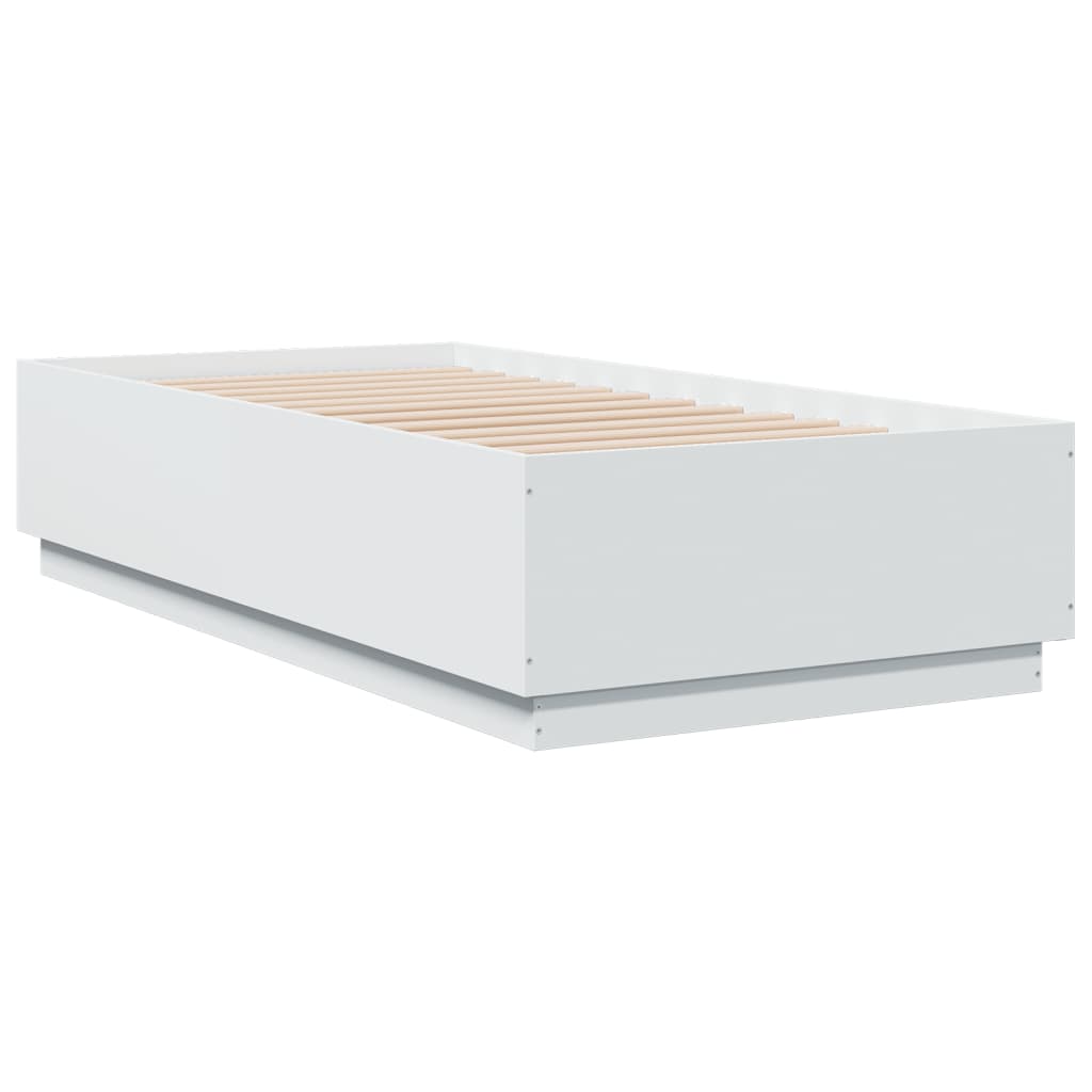 Bedframe met LED-verlichting bewerkt hout wit 75x190 cm is nu te koop bij PeponiXL, paradijselijk wonen!