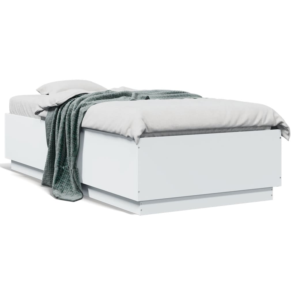 Bedframe met LED-verlichting bewerkt hout wit 75x190 cm is nu te koop bij PeponiXL, paradijselijk wonen!