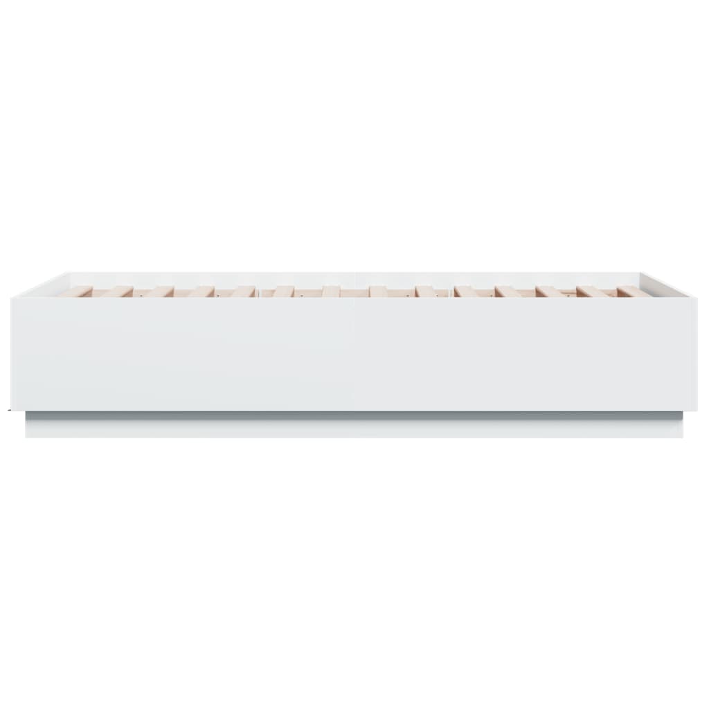 Bedframe met LED-verlichting bewerkt hout wit 75x190 cm is nu te koop bij PeponiXL, paradijselijk wonen!