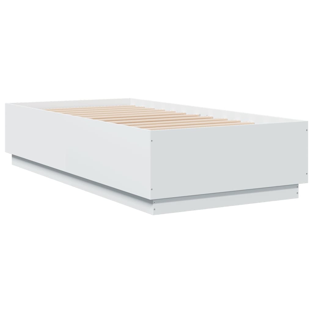 Bedframe met LED-verlichting bewerkt hout wit 75x190 cm is nu te koop bij PeponiXL, paradijselijk wonen!