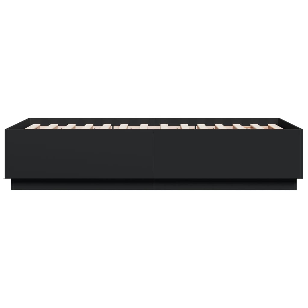 Bedframe met LED-verlichting bewerkt hout zwart 75x190 cm is nu te koop bij PeponiXL, paradijselijk wonen!