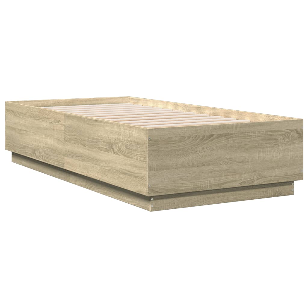Bedframe met LED-verlichting sonoma eikenkleurig 75x190 cm is nu te koop bij PeponiXL, paradijselijk wonen!