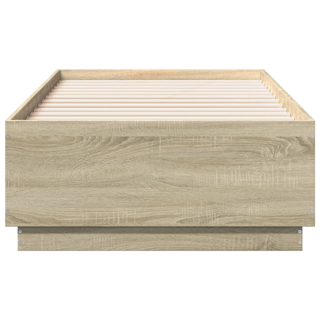 Bedframe met LED-verlichting sonoma eikenkleurig 75x190 cm is nu te koop bij PeponiXL, paradijselijk wonen!