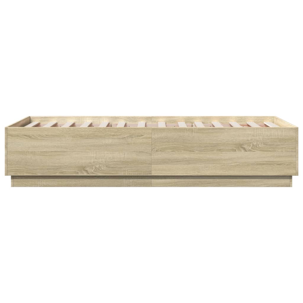 Bedframe met LED-verlichting sonoma eikenkleurig 75x190 cm is nu te koop bij PeponiXL, paradijselijk wonen!