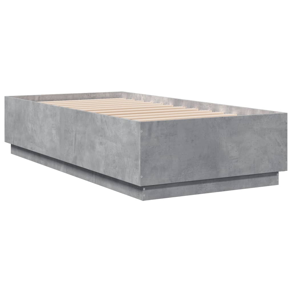 Bedframe met LED-verlichting bewerkt hout betongrijs 75x190 cm is nu te koop bij PeponiXL, paradijselijk wonen!