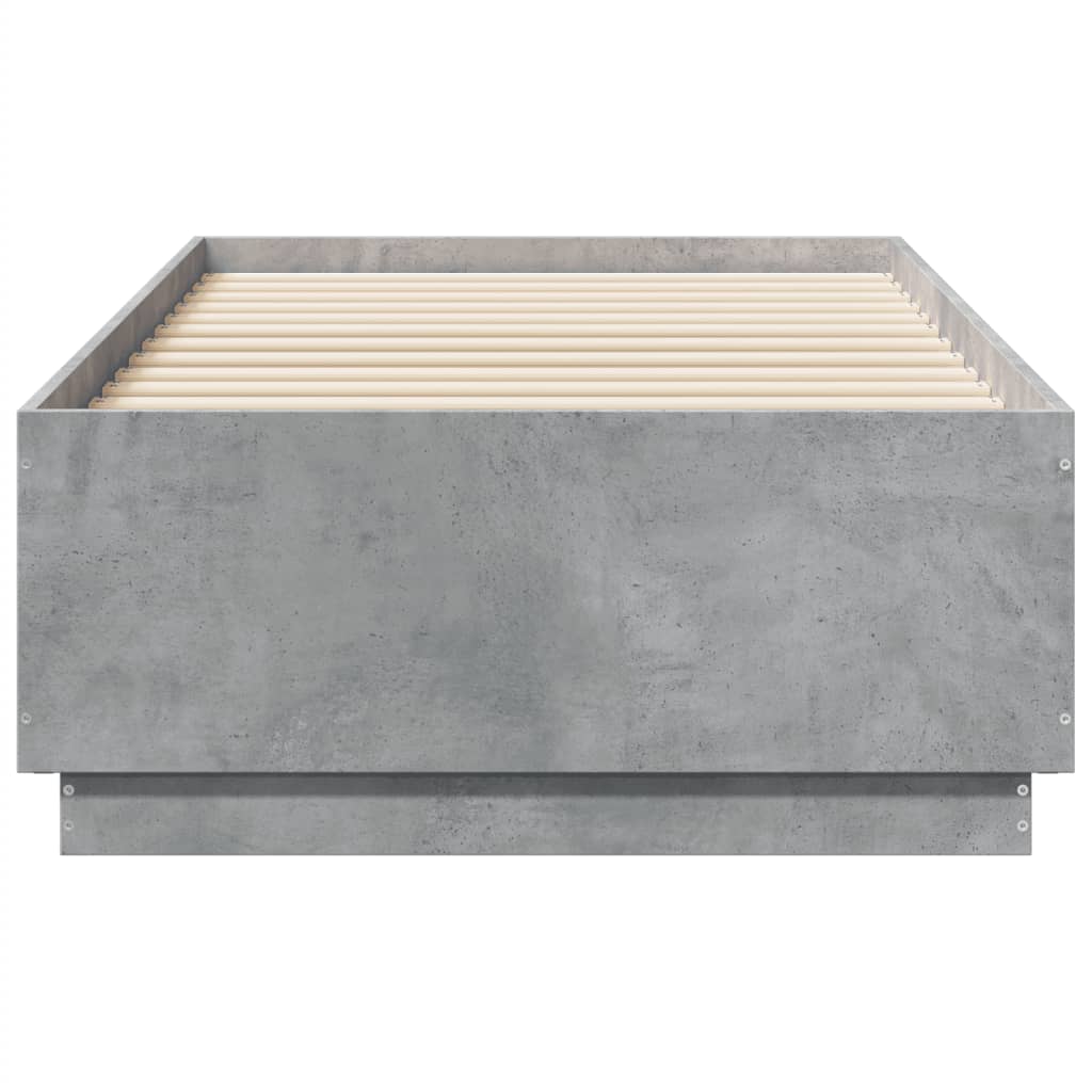 Bedframe met LED-verlichting bewerkt hout betongrijs 75x190 cm is nu te koop bij PeponiXL, paradijselijk wonen!