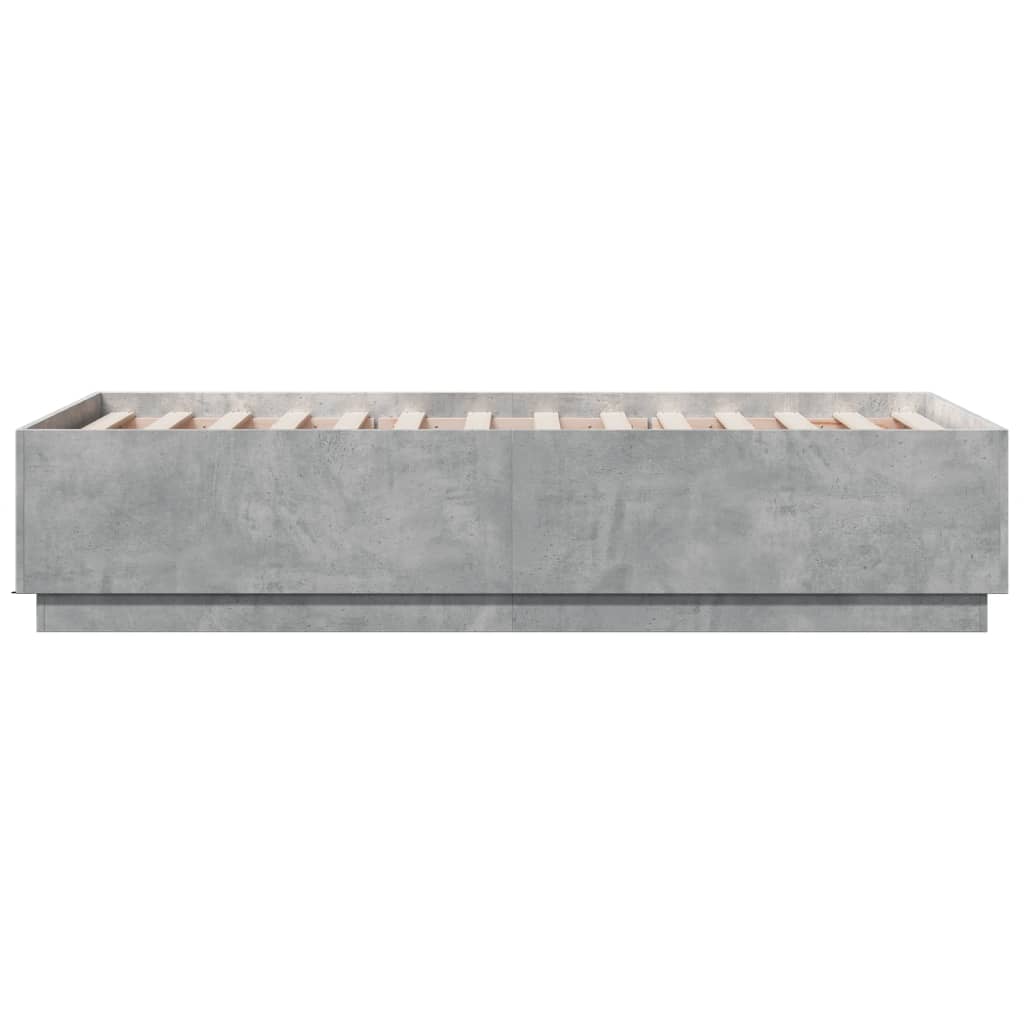 Bedframe met LED-verlichting bewerkt hout betongrijs 75x190 cm is nu te koop bij PeponiXL, paradijselijk wonen!